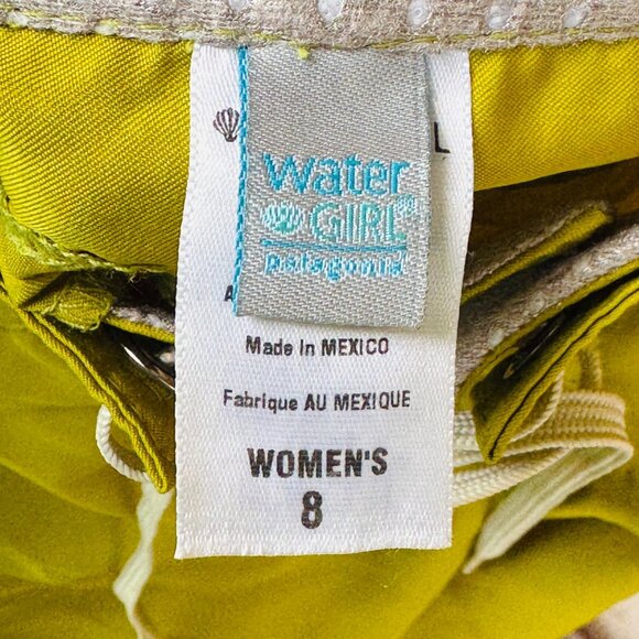 Water Girl Patagonia Pants Women's Sz 8 Lime Green Print Cropped Surfer - Picture 5 of 7